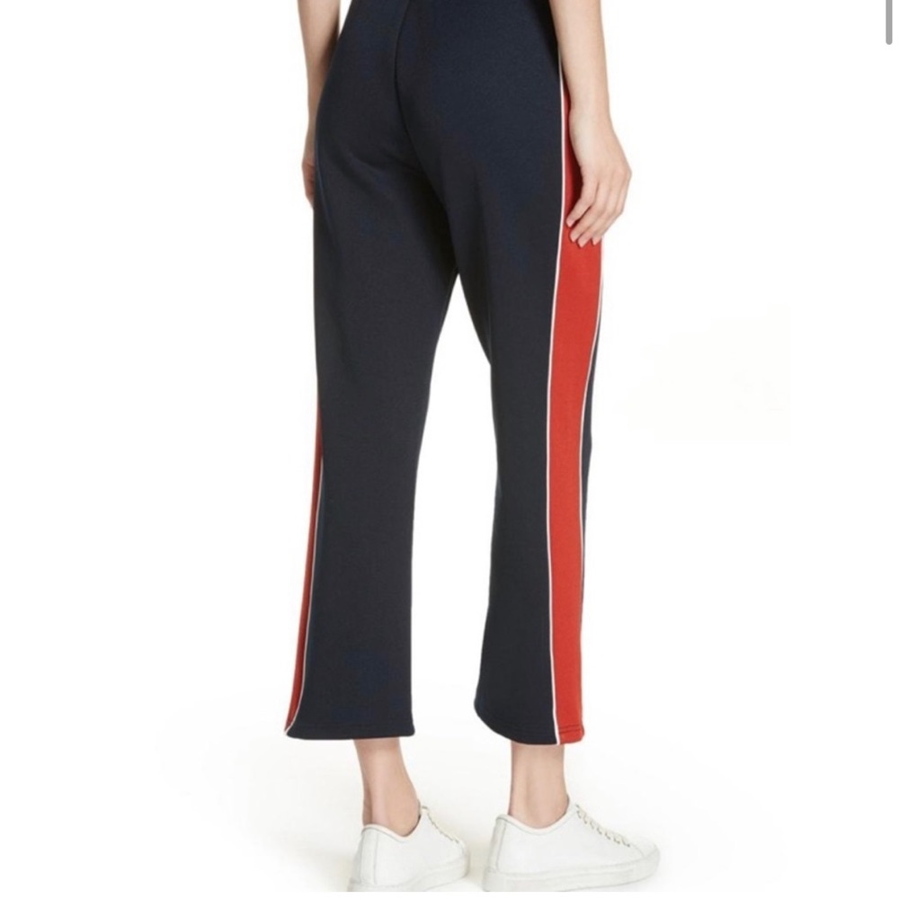 Frame Denim Navy Track Pants with Red Side Panels